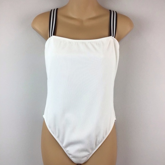 Madewell Solid & Striped White The Riley One Piece Swimsuit | Large - Picture 3 of 15